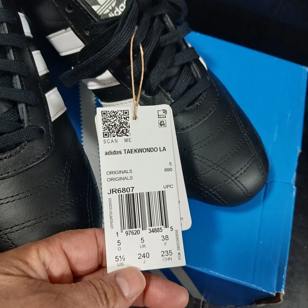 Adidas Men's Black Sneakers with White Stripes